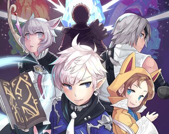 Defenders of Eorzea | final fantasy poster, final fantasy print, final fantasy xiv, ffxiv, video game poster, anime poster, gamer decor