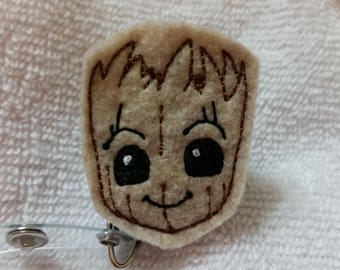 Groot ID Badge Holder - Baby Groot Felt Name Badge - Guardians of the Galaxy - Groot ID Badge - Groot Retractable Badge Reel - I am Groot