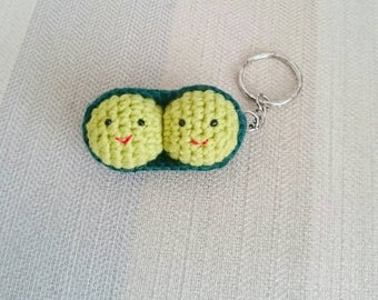 Two Peas in a Pod Sweet Pea Keyring / Bag Charm Handmade - Best Friend Gift, New Home Gift