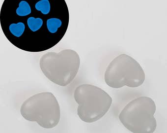 Acrylic Pink Glow In The Dark Insert for Heart Cabochon Pendants 25 mm (1562)