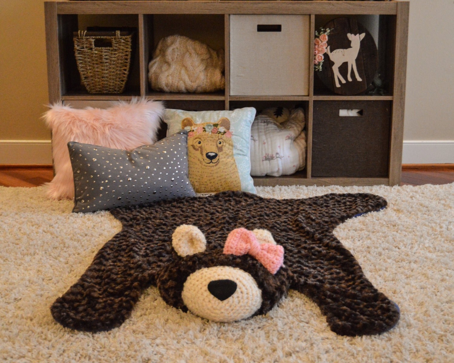 Bear Rug / Faux Bear Rug / plush bear rug / Woodland rug