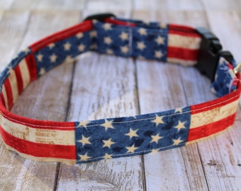 Rugged American Flag Dog Collar - American Flag Dog Collar - Flag Dog Collar - Patriotic Dog Collar - 4th of July Dog Collar