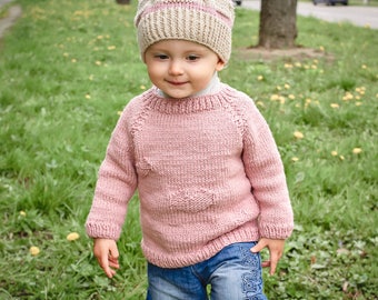 Pink baby sweater Girl's sweater Hand knit sweater Baby sweater Baby shower Wool sweater Rose quartz sweater Knit sweater Baby shower gift