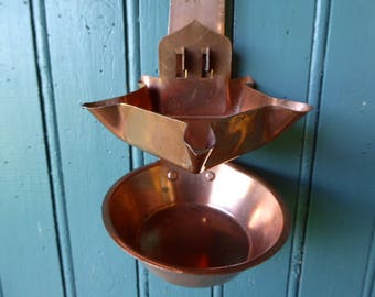Copper Oil Burner, Hanging Oil Lamp, Vintage French Lighting