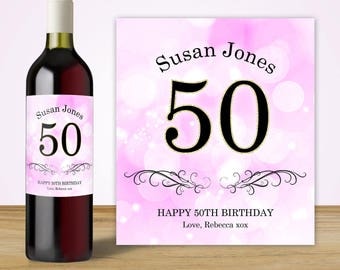 50th Birthday Gift for Women, 50th Birthday Party Decorations, Custom Wine Label, 50th Birthday Ideas, 50th Birthday Gift Ideas