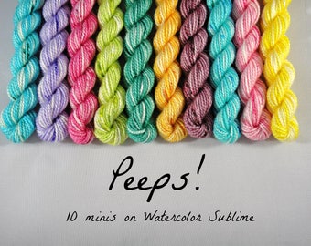 10 Sock Mini Skein Set- 20 yards each- Peeps!