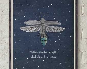 Maya Angelou Quote Firefly Print Inspirational Art