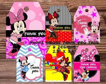 Minnie Mouse Inspired Tags Minnie Tags Minnie Thank You Tags Minnie Party Supplies Minnie Thanks tag Minnie Birthday Party Minnie Mouse Tag