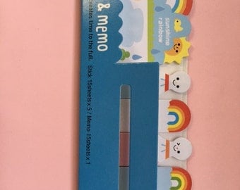 Kawaii Stationary / Cute Sticky Notes / Rainbows / Sunshine / Stationary / Office Supplies / Cute Reminders / Cute Sticky Tabs / Bookmarks