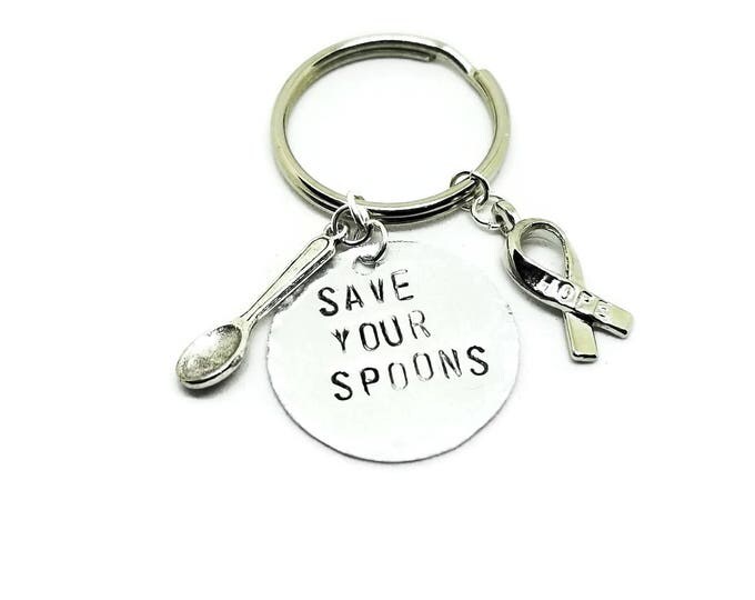 Save Your Spoons Key Chain, Chronic Pain Awareness, Fibromyalgia Key Chain, Spoon Theory Key Chain, Multiple Sclerosis Awareness