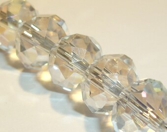 10 glass beads Rondelle 10 x 8 mm Crystal