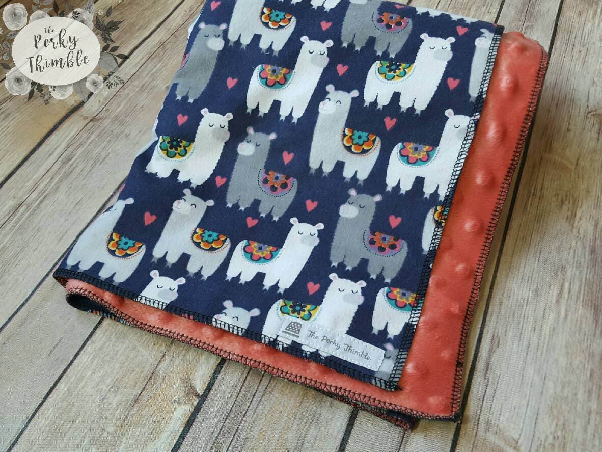 Llama baby blanket Minky baby girl blanket Minky Llama