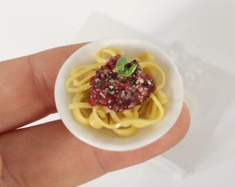 Miniature Pasta Dinner - Family size Pasta for Dollshouse - Dollhouse Miniature Food - Dollshouse Food - 1:12 scale food - polymer clay food