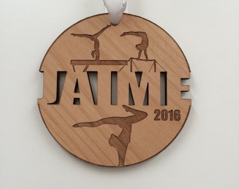 Gymnastics Ornament Gymnastics Gifts Gymnastics Mom Gymnastics Swag Engraved Ornament Personalized Custom Christmas Ornament Wood