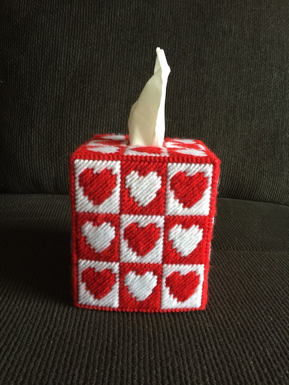 So Cute Valentines Day Hearts Plastic Canvas Tissue Box