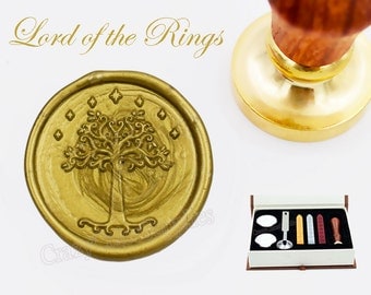 Lord of the Rings-White Tree of Gondor Wax Seal Stamp Kits-Sealing Wax Kits-Custom Wax Seal Gift Box Package-Wax Stamp Seal Set-30mm Round