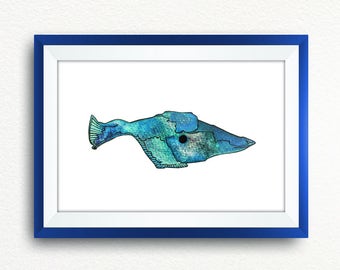 Watercolor Fish Nursery Wall Art Decor, Fish Printable, Boys Room Wall Poster, Marine Animal Art, Sea Nursery Art, Childrens Home Decor