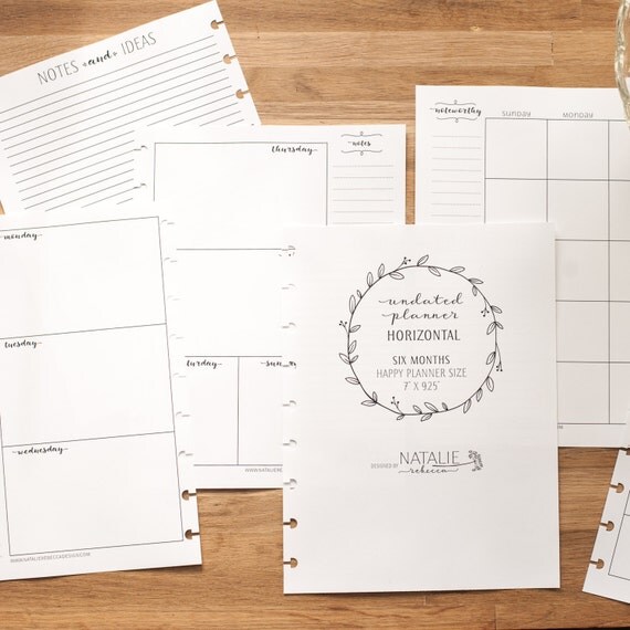 UNDATED HORIZONTAL Happy Planner Printed by NatalieRebeccaPrints