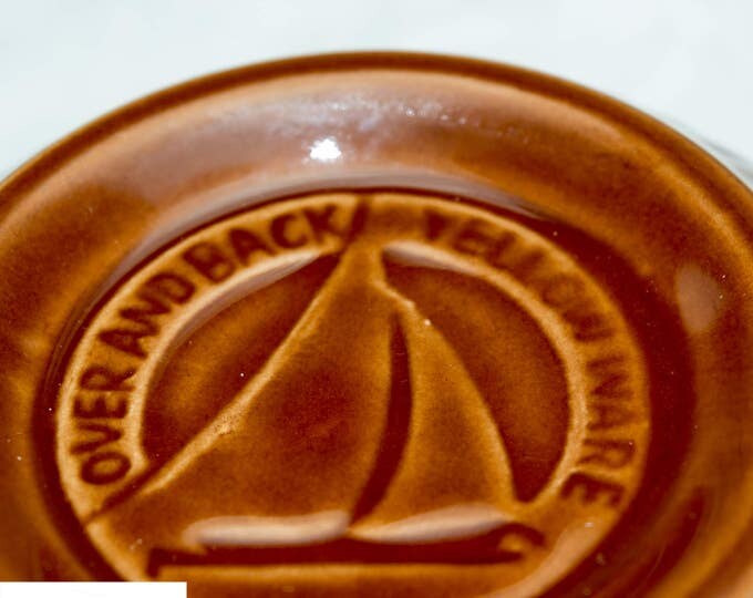 Vintage Over And Back Glazed Yellow Ware Pottery Bowl | Rustic Home Decor