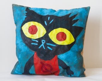 Night in the Woods Inspired - Mae handpainted throw pillow, 15.7 in