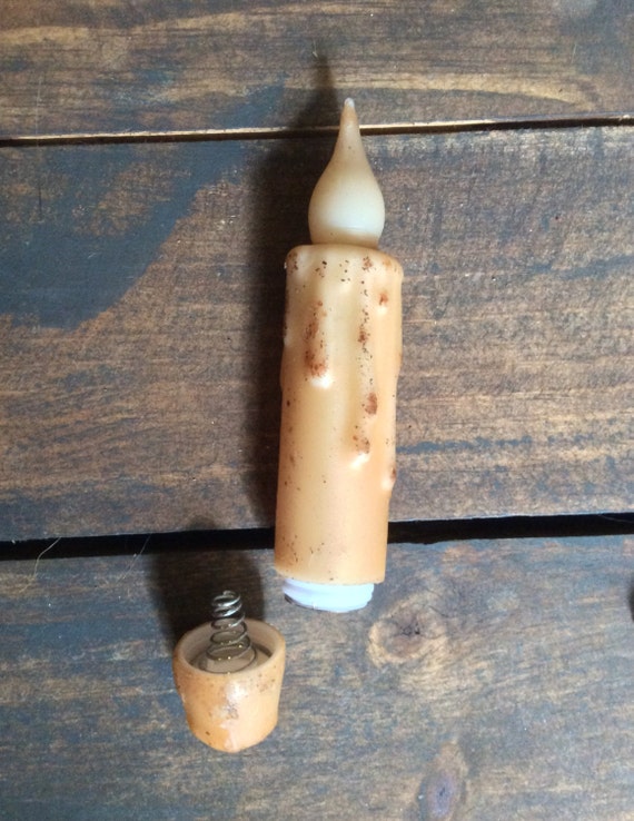 2/Set Battery Operated Timer Taper Candles 4 inch Grungy Wax