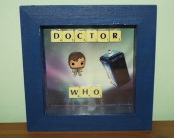 SALE!! Doctor Who Tenth Doctor David Tennant Pocket Funko Pop in a frame with Scrabble Tiles
