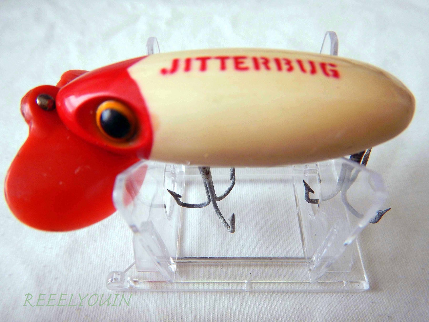 Jitterbug wood lure Fred Arbogast WWII vintage rare plastic