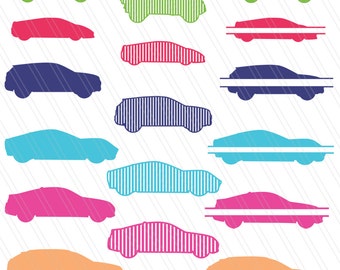 Patterned cars cutting files,Cars vector, cars svg, cars clipart, cars split monogram, cars silhouette - Instant download-SVG,dxf,EPS,Ai,Pdf