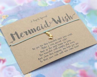 Wish bracelet mermaid bracelet gift for BFF girl mermaid wish bracelet cotton bracelet friend wish choice of colours friendship bracelet