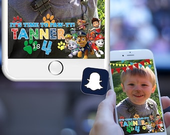 Paw Patrol Birthday Party Snapchat Filter - Bunting Banners Red Yellow Green Blue - On Demand Geofilter Designs - SALE PRICE!