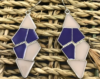 Geometric earrings, purple earrings, dangle earrings, retro earrings
