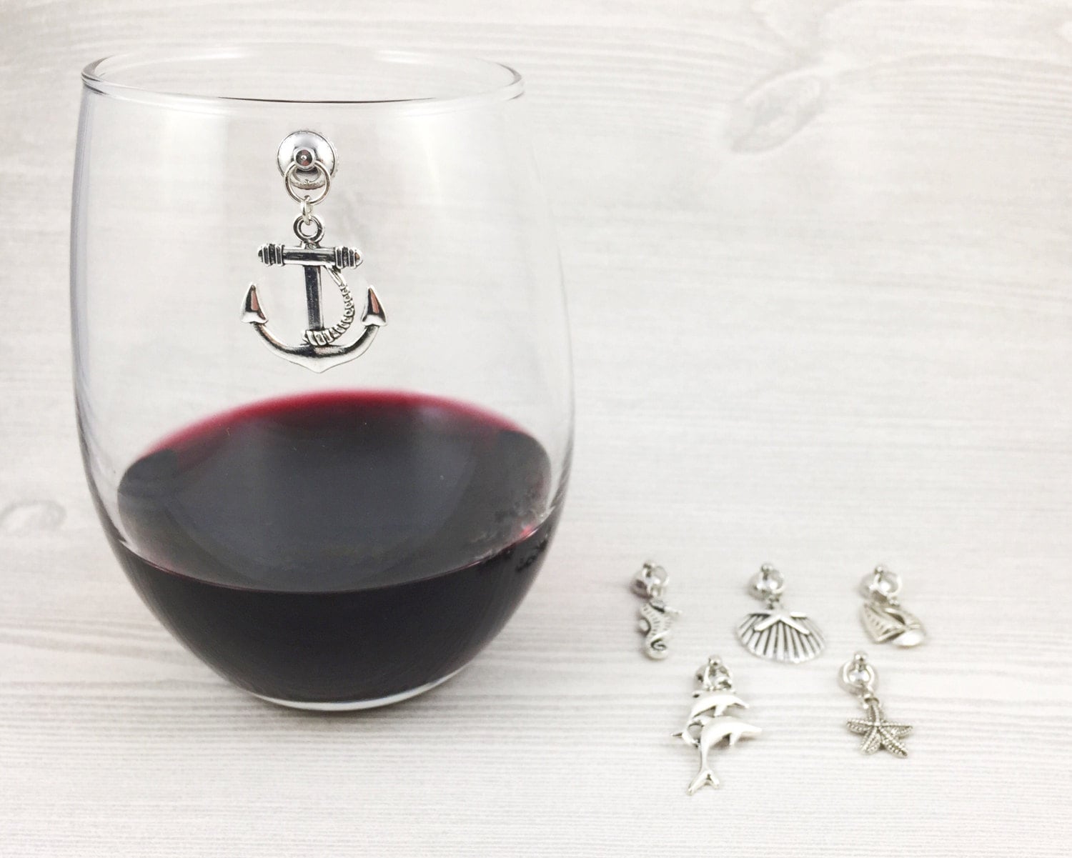 6 Nautical Wine Charms Stemless Wine Glass Charms