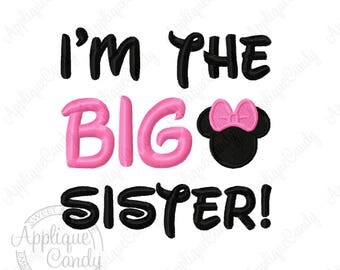 Miss Mouse I'm the BIG Sister Machine Embroidery Design 4x4 5x7 6x10 INSTANT DOWNLOAD