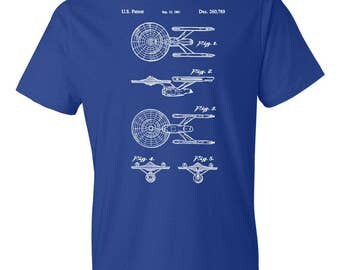Star Trek USS Enterprise Ship T-Shirt Patent Art Gift, Star Trek Shirt, Starfleet Command, Star Trek Patent, Uss Enterprise Blueprint