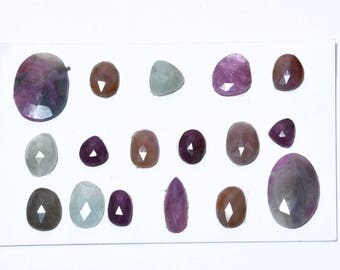 61 CT Natural African Multi Sapphire Rose Cut 17 Pcs Set For Jewelry AA-24-91