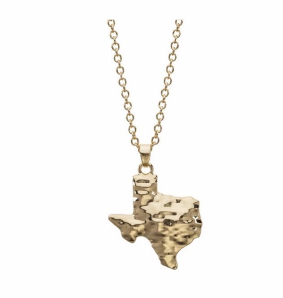 Texas Necklace Texas Jewelry Texas Pendant Gold Texas