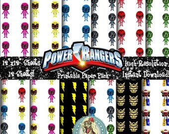 POWER RANGERS, Power Ranger Birthday, Power Ranger Party, Power Ranger Helmet, Power Ranger Morpher, Power Ranger Clipart, Scrapbook Paper