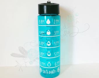 Time tracking water bottle, water intake bottle, custom water bottle, teal water bottle, trendy water bottle, drink your water