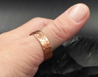Hammered Copper Band. Copper Ring. Mens Ring Size 15. Copper Anniversary