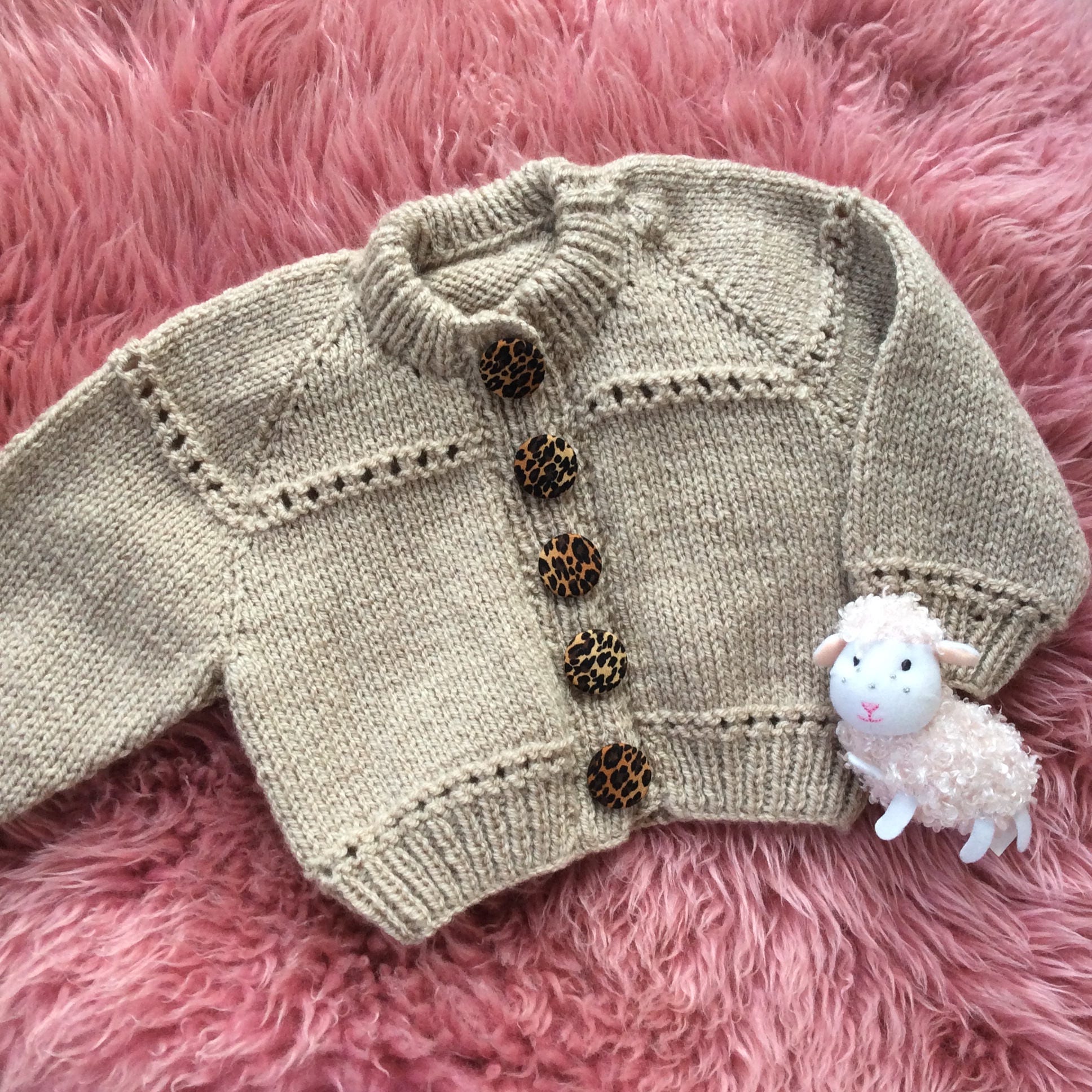 Hand Knit Baby Jumper Baby Cardigan with Handmade Buttons