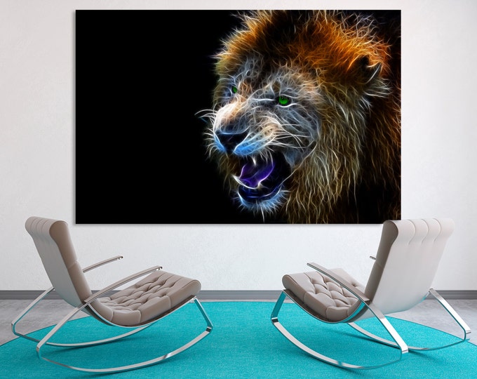 Large lion wall art, abstract lion canvas print, abstract anilmal print, lion wall decor, Abstract lion print for home decoration
