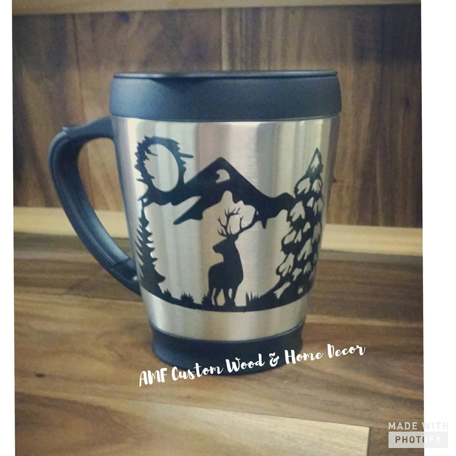 stainless steel Coffee Mugs hunting mugs Elk mugs by amfcustomwood