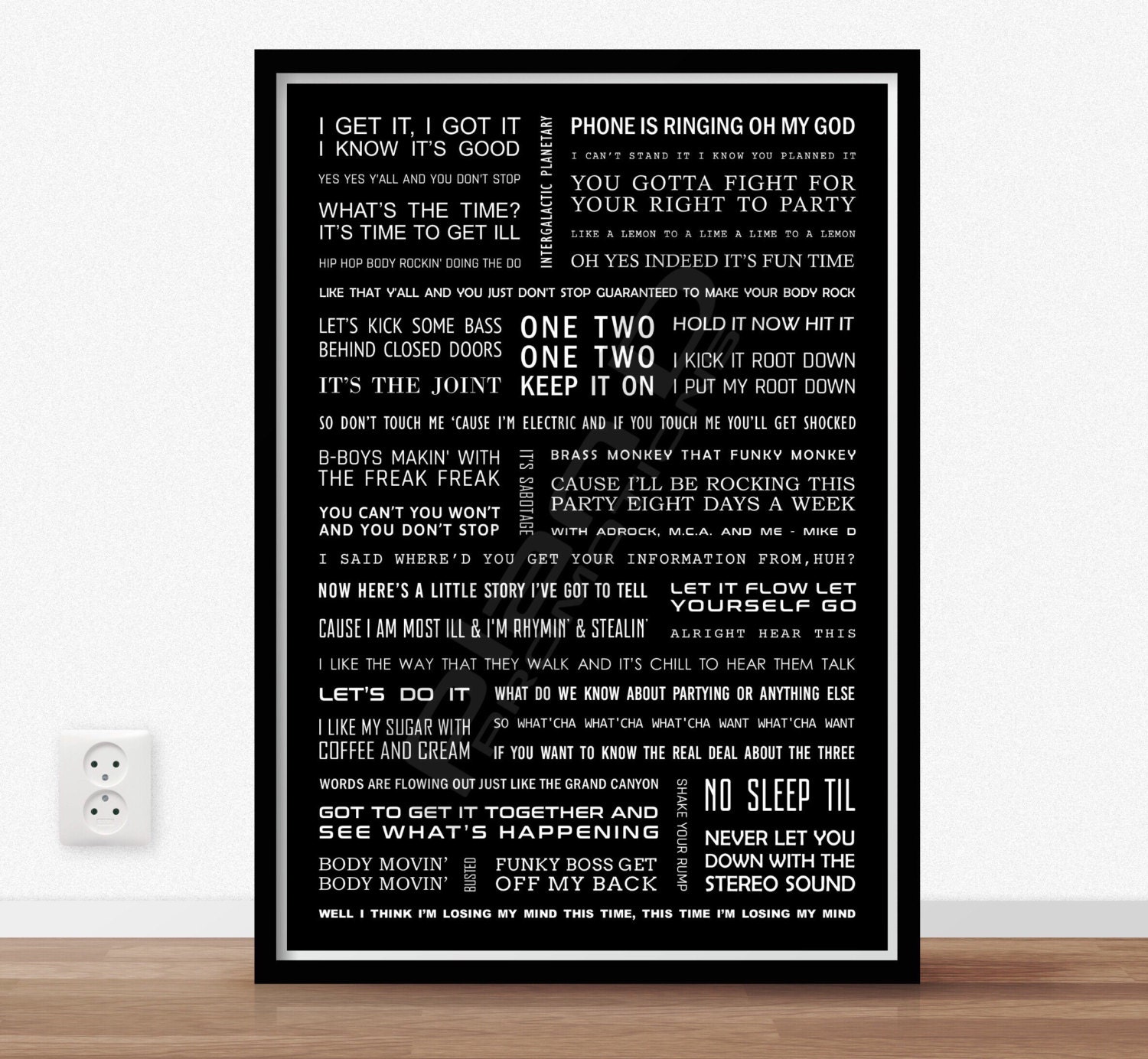 Beastie Boys song lyrics poster / A4 size