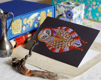 Barn Owl Greeting Card, Owl art card, Wise Owl card, Barn Owl Art Card, Blank Owl Card, Owl Totem card, Owl Spirit Animal art, Owl Totem Art