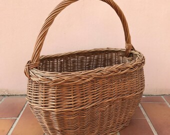 Basket Wicker Rattan Handle market Basket Shape House vintage french 1204171