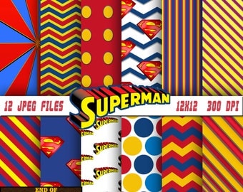 Superman digital paper, background, scrapbook