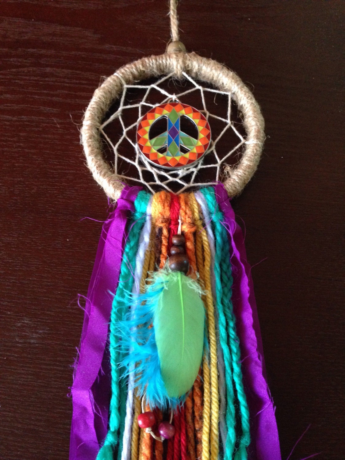 Hippie rainbow dreamcatcher/ Gypsy dreamcatcher/ Peace sign