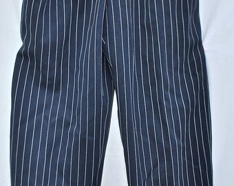 Women's Couture Givenchy Navy Blue Pinstripe Pants/1980s Givenchy Women's Pants/1980s Women's Pants/Women's Light Wool Givenchy Pants