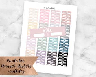 Neutral Work Times Printable Planner Stickers-Silhouette Cutfiles-Erin Condren Planner Stickers-Work Schedule Stickers