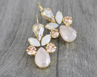 Swarovski Wedding earrings, Gold Bridal earrings, Bridal jewelry, Champagne crystal earrings, Bridal earrings, Bridesmaid earrings, Dangle